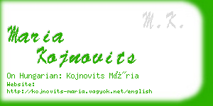 maria kojnovits business card